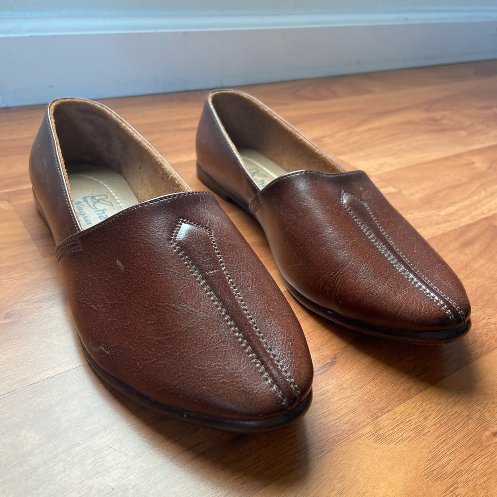 Brown Leather Loafers Khas Nagra Handmade Slip-on Dress Shoe